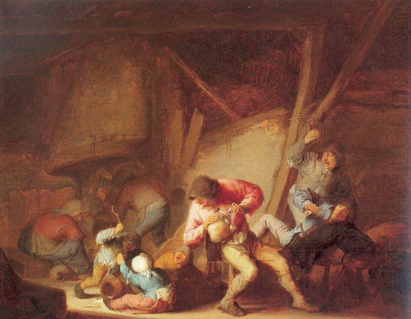 Drinking Figures and Crying Children, Ostade, Adriaen van